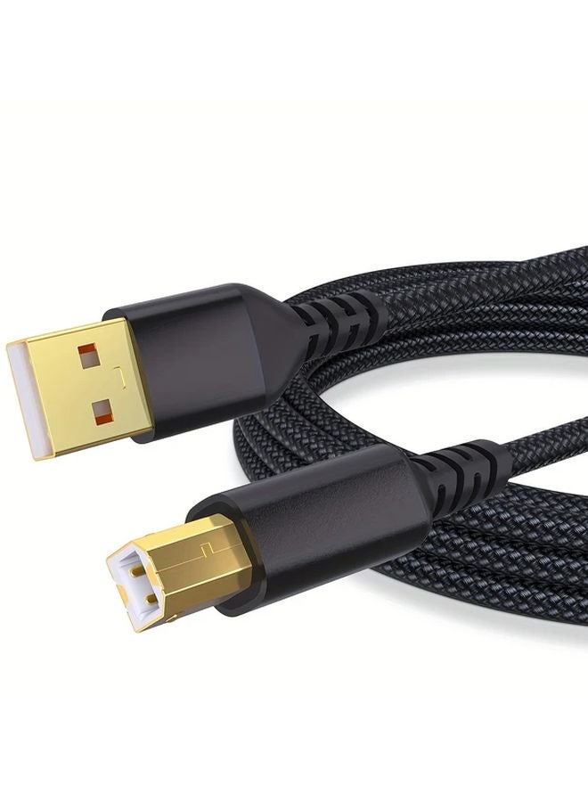 5pcs Black USB A to B Printer Cable 10ft High Speed Nylon Braided Cord - Image 2